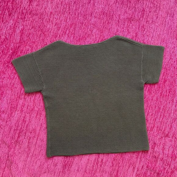 Tommy Bahama Textured Knit Short Sleeve Sweater Olive Green Size Medium - Picture 6 of 7